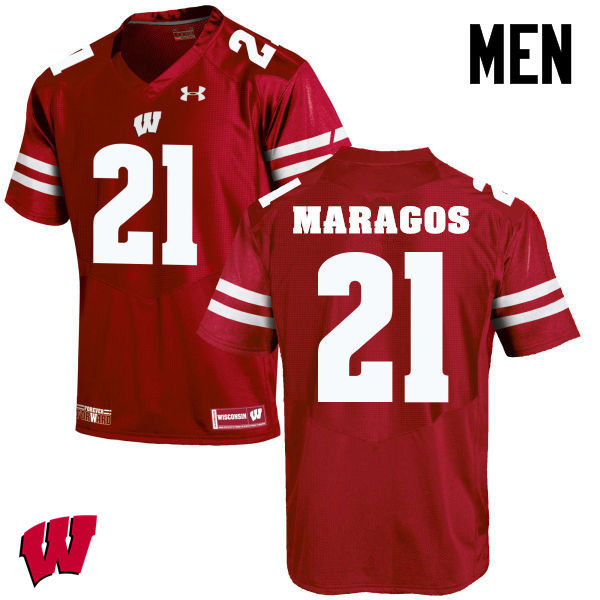 Wisconsin Badgers Men's #21 Chris Maragos NCAA Under Armour Authentic Red College Stitched Football Jersey MU40O22VO